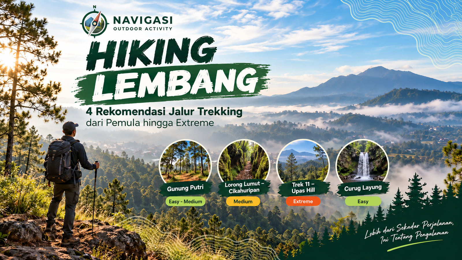 Ilustrasi suasana hiking di kawasan Lembang Bandung